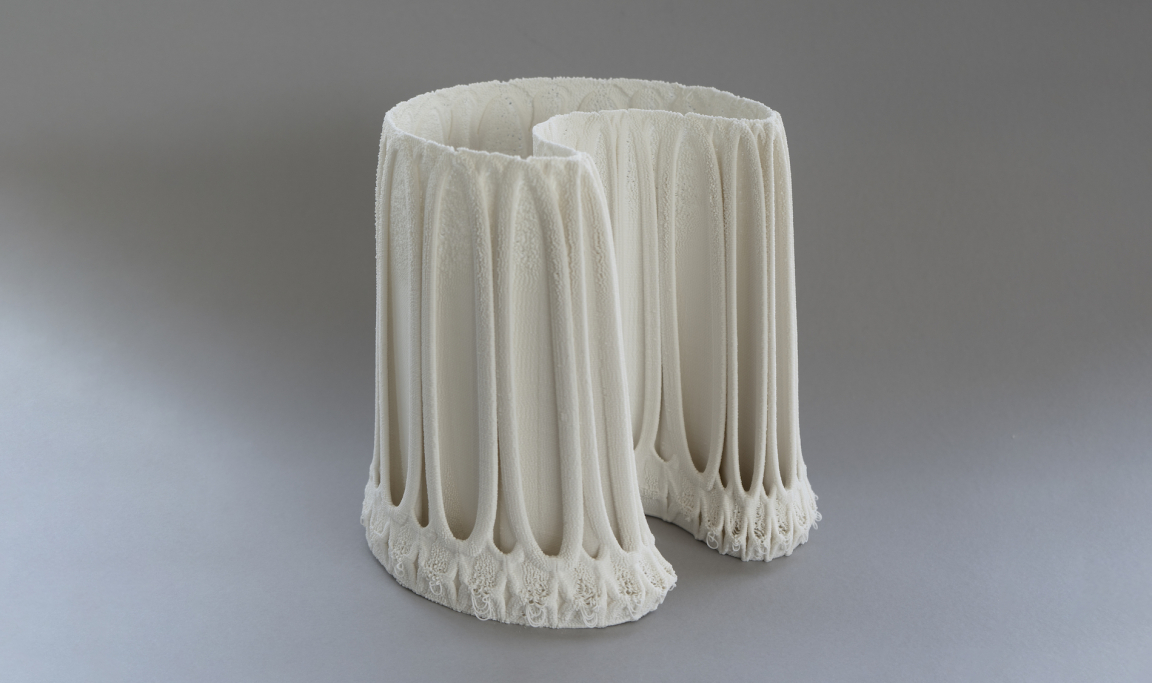 Nico Conti - Of Lace and Porcelain, Crescent, 3D printed porcelain, 23x23x22cm, 2021