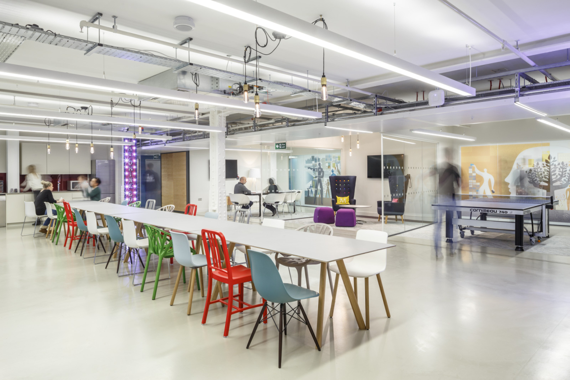 Hospitality spaces within workspace, such as this canteen area for Mendeley in the Alphabeta building in the City