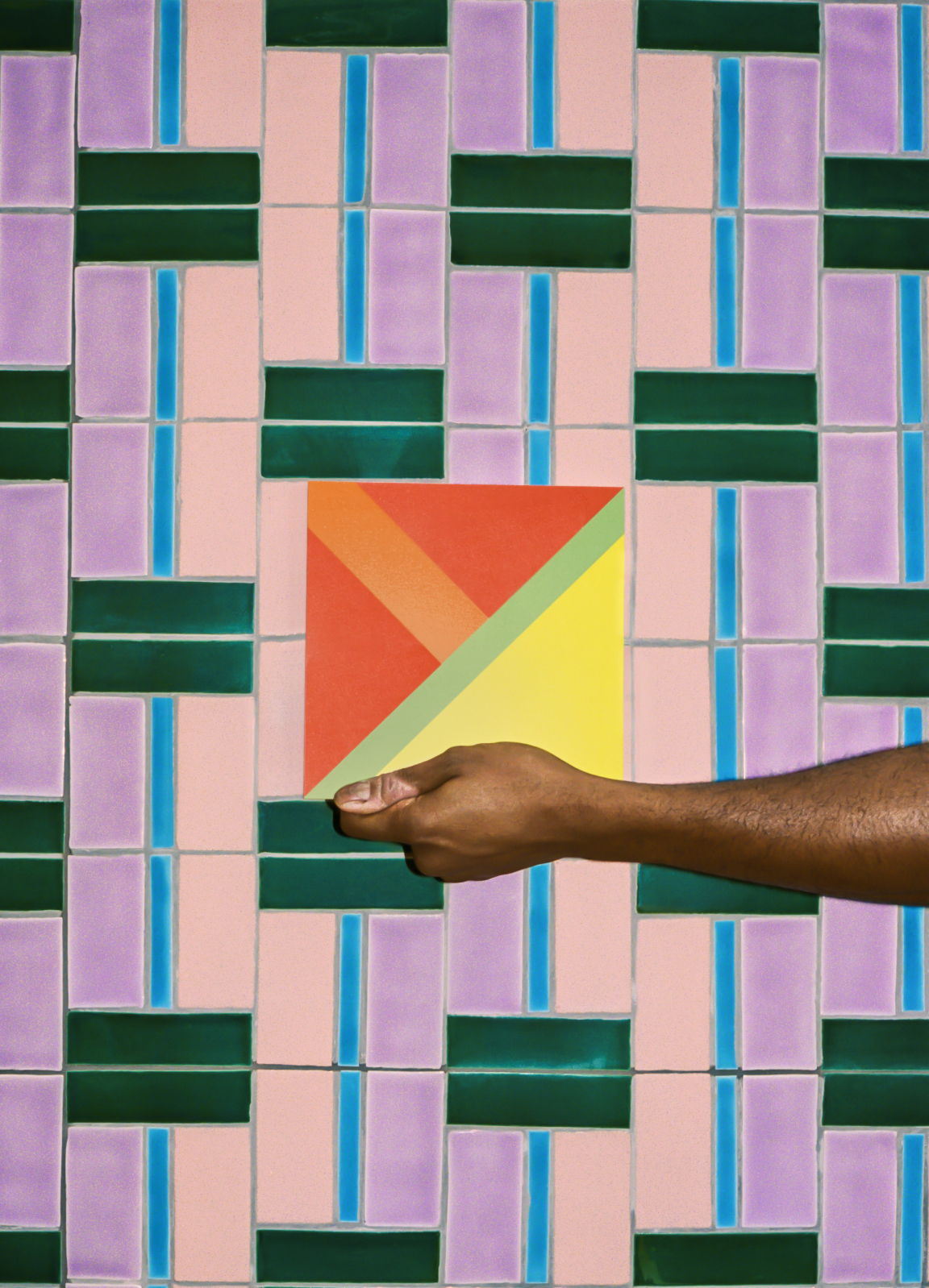 Yinka Ilori and Domus debut their technicolour tile collection at Clerkenwell Design Week.