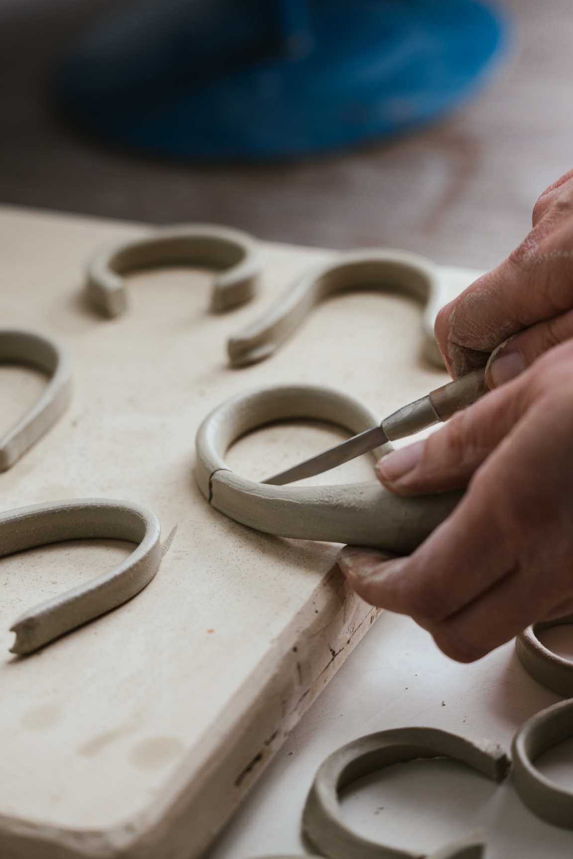 Harewood pulling clay handle. Photography by Jo Crawford 